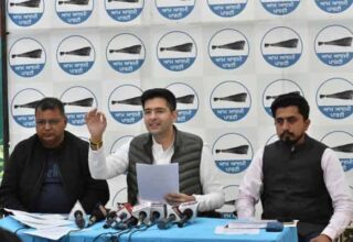 Raghav Chadha addressing the press conference